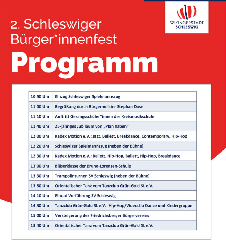 Schleswig feiert: Bürger*innenfest am 13. Juli 2025 im Alleestadion