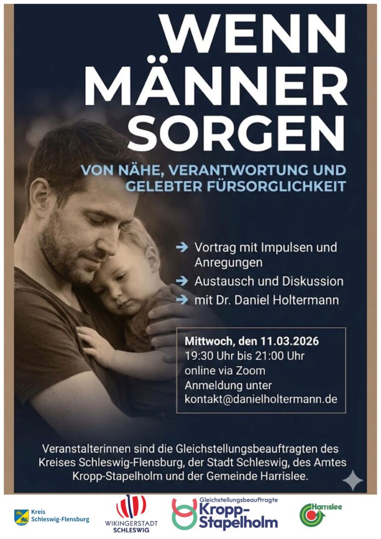 WENN MÄNNER SORGEN“: Online-Abend für Männer zum Thema Verantwortung und Fürsorglichkeit